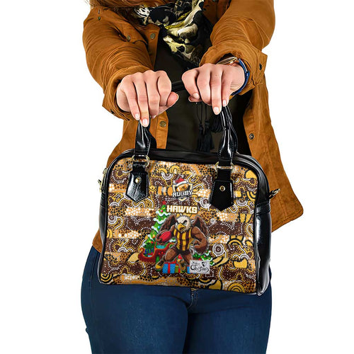 Hawks Football Merry Christmas Shoulder Handbag Indigenous Australian Art