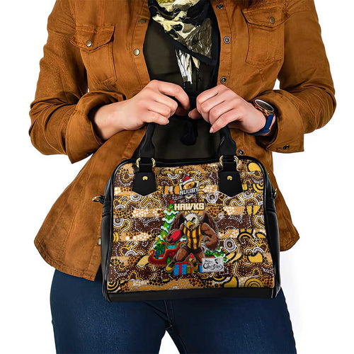 Hawks Football Merry Christmas Shoulder Handbag Indigenous Australian Art