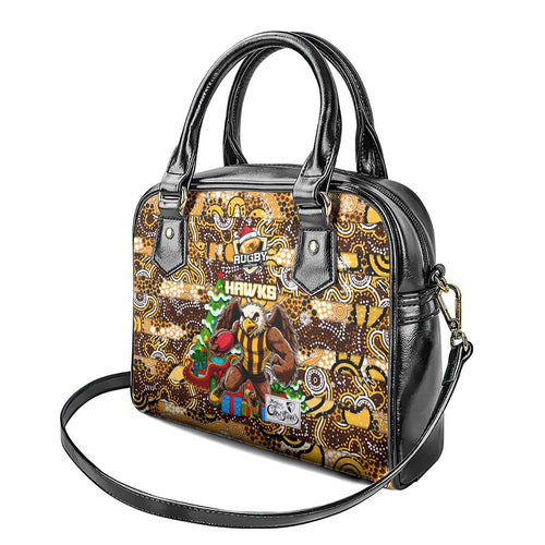 Hawks Football Merry Christmas Shoulder Handbag Indigenous Australian Art