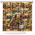Hawks Football Merry Christmas Shower Curtain Indigenous Australian Art