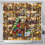 Hawks Football Merry Christmas Shower Curtain Indigenous Australian Art