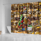 Hawks Football Merry Christmas Shower Curtain Indigenous Australian Art