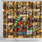 Hawks Football Merry Christmas Shower Curtain Indigenous Australian Art