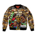 Custom Hawks Rugby Merry Christmas Sleeve Zip Bomber Jacket Indigenous Australian Art