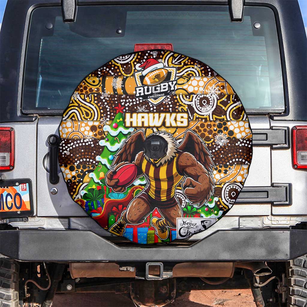 Hawks Football Merry Christmas Spare Tire Cover Indigenous Australian Art