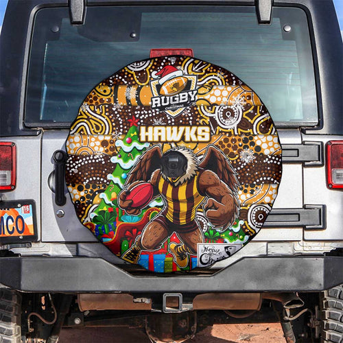 Hawks Football Merry Christmas Spare Tire Cover Indigenous Australian Art