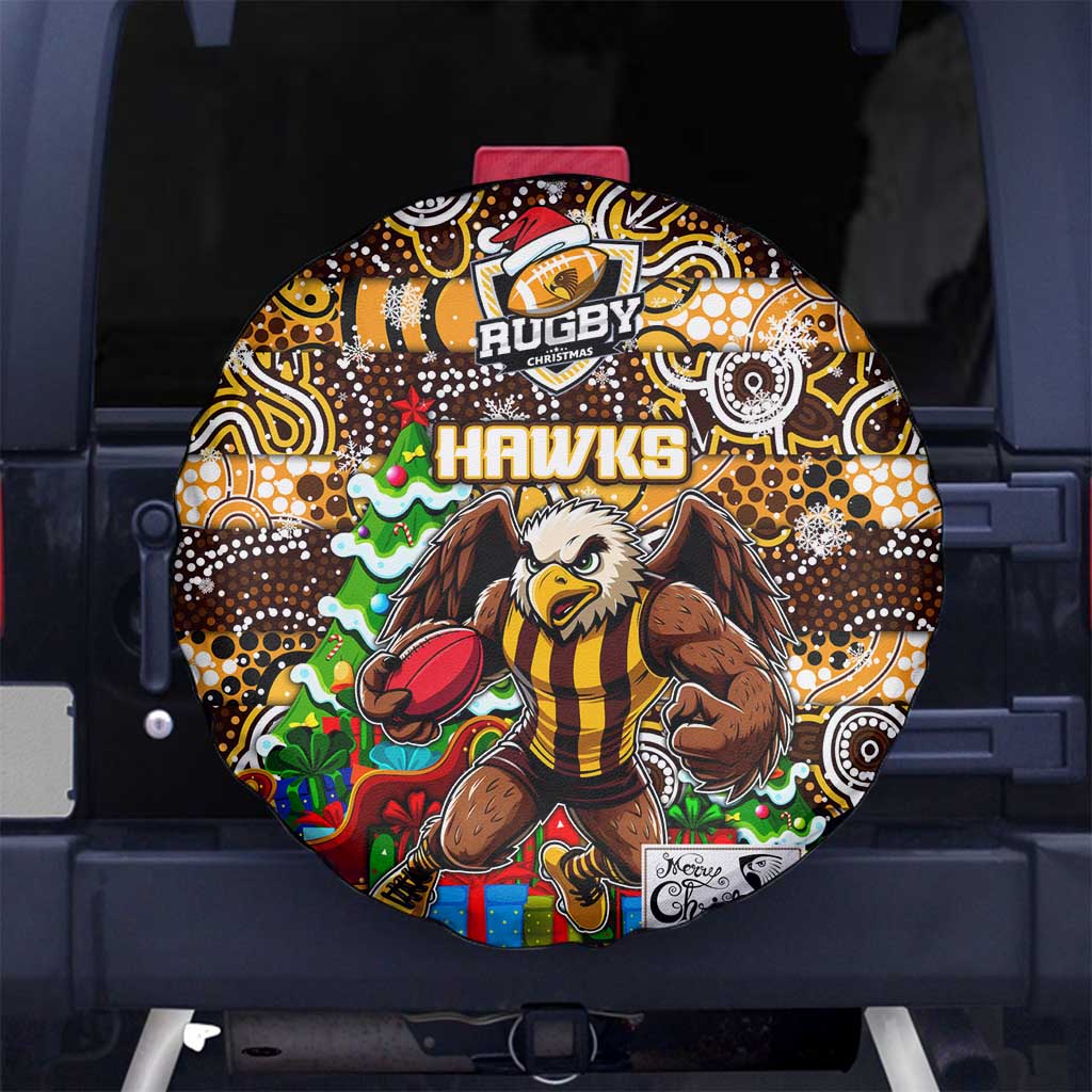 Hawks Football Merry Christmas Spare Tire Cover Indigenous Australian Art