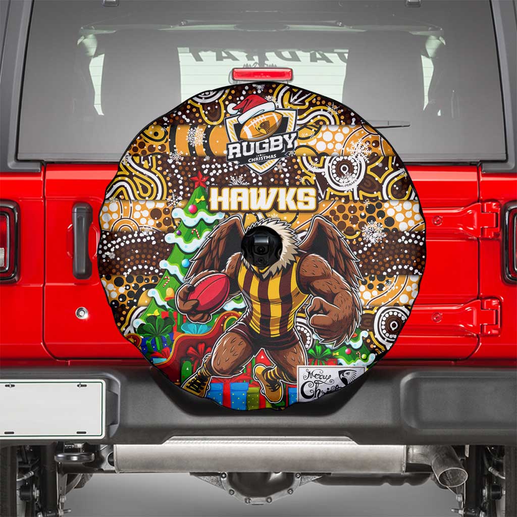 Hawks Football Merry Christmas Spare Tire Cover Indigenous Australian Art