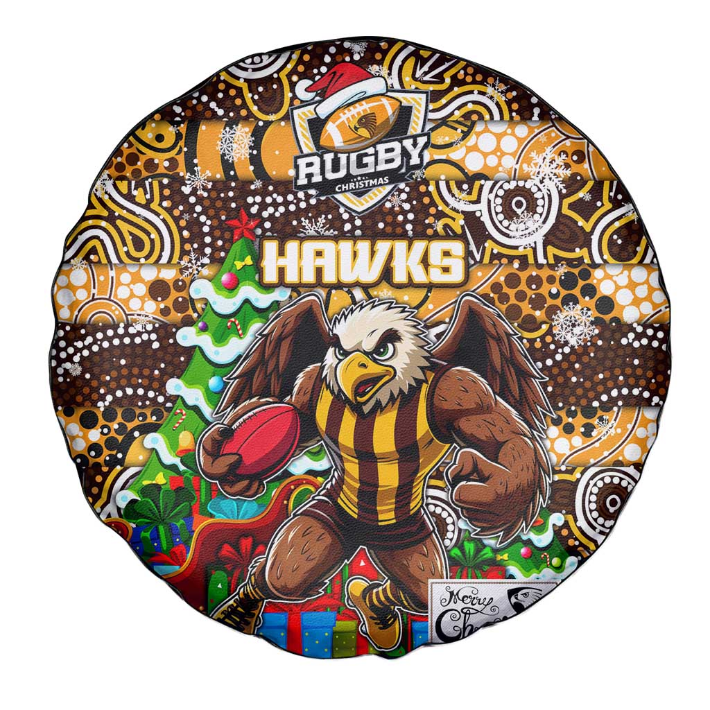 Hawks Football Merry Christmas Spare Tire Cover Indigenous Australian Art