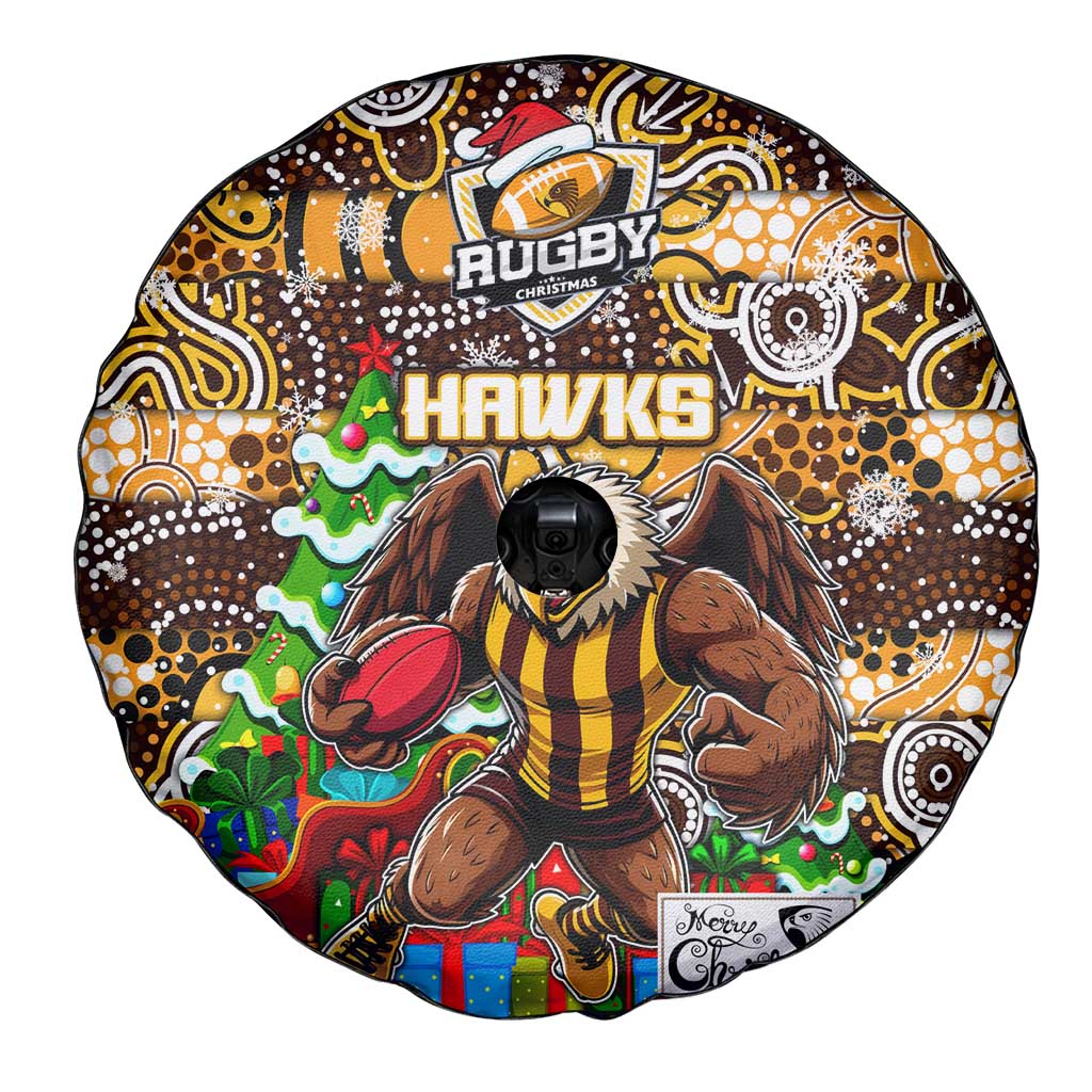 Hawks Football Merry Christmas Spare Tire Cover Indigenous Australian Art