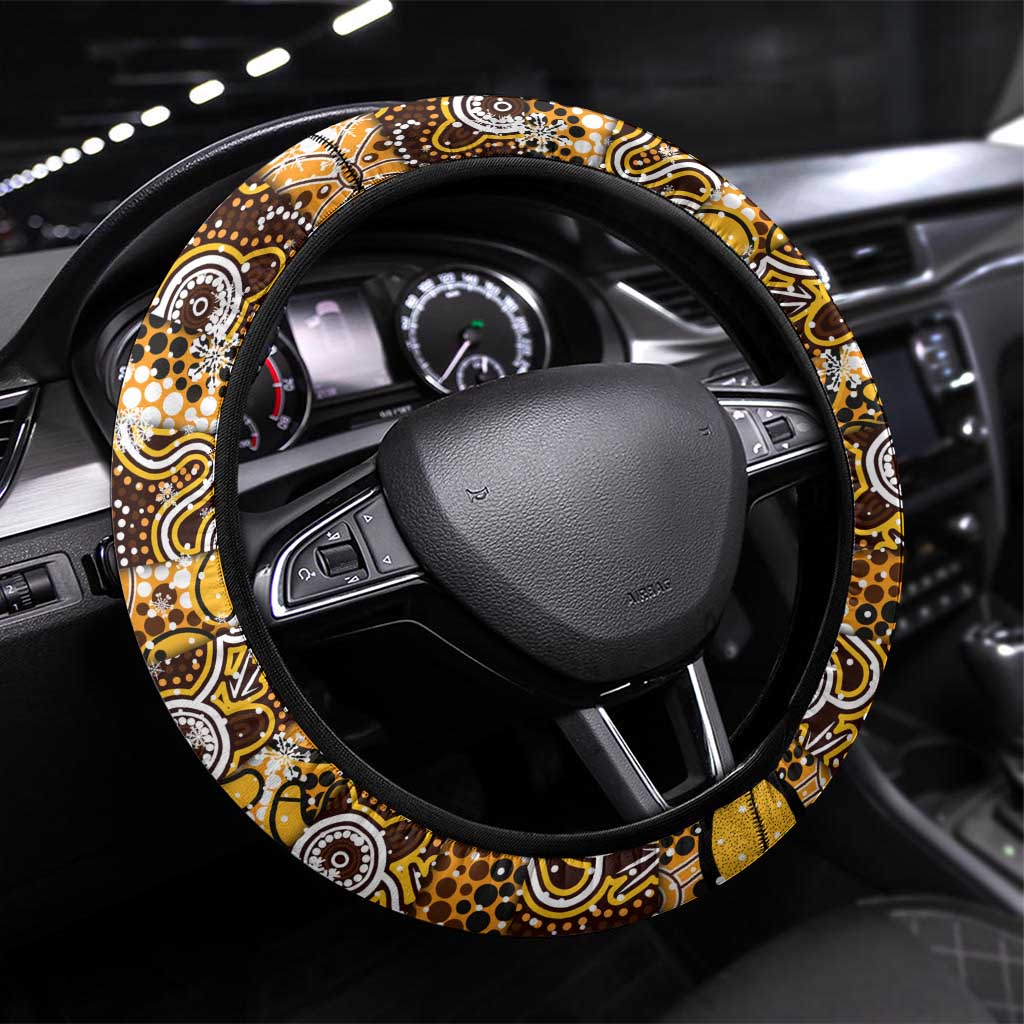 Hawks Football Merry Christmas Steering Wheel Cover Indigenous Australian Art