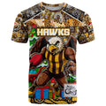 Custom Hawks Rugby Merry Christmas T Shirt Indigenous Australian Art