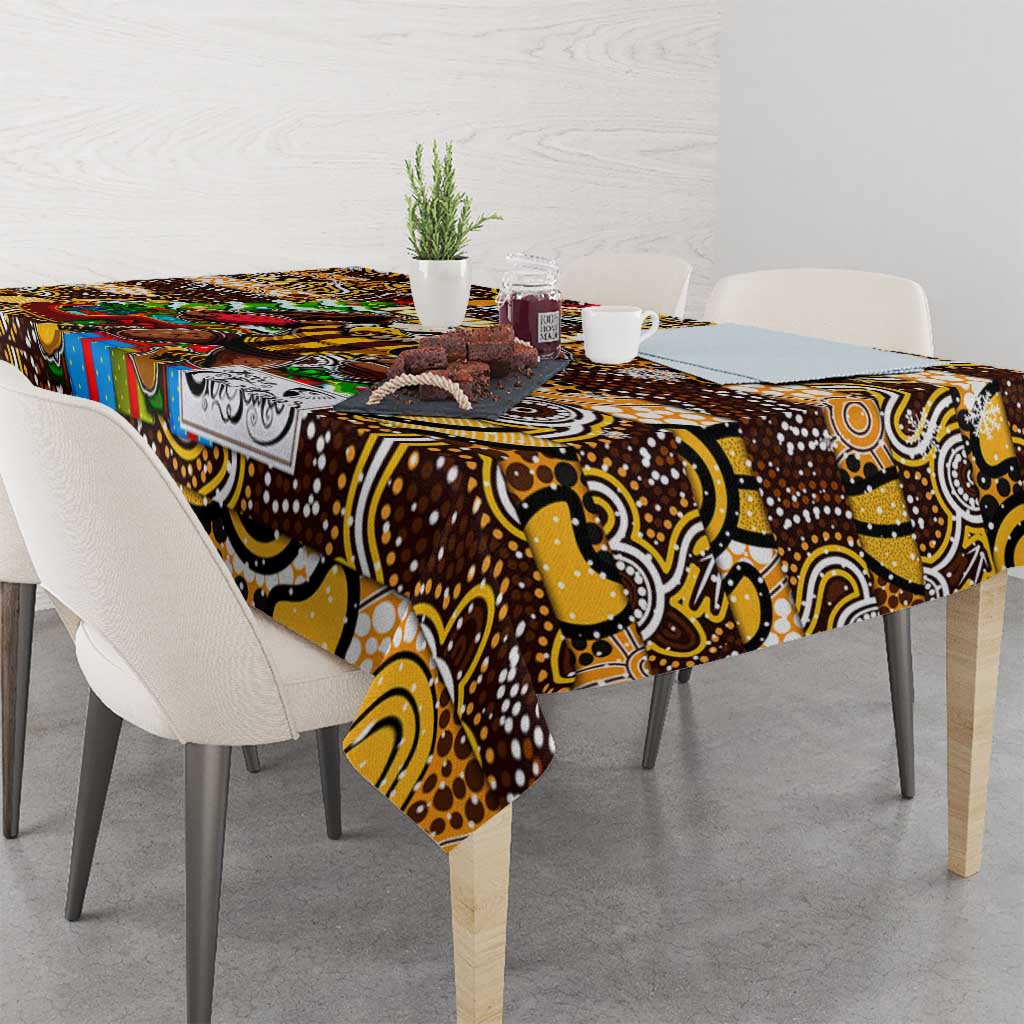 Hawks Football Merry Christmas Tablecloth Indigenous Australian Art