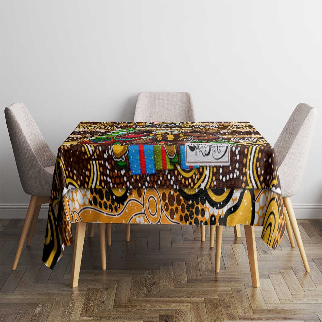 Hawks Football Merry Christmas Tablecloth Indigenous Australian Art