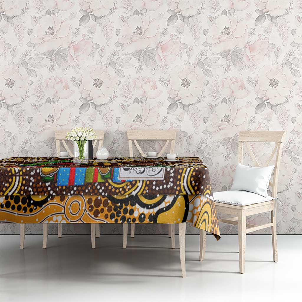 Hawks Football Merry Christmas Tablecloth Indigenous Australian Art