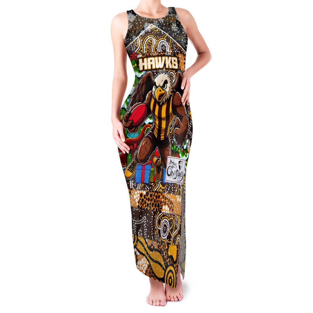 Custom Hawks Rugby Merry Christmas Tank Maxi Dress Indigenous Australian Art