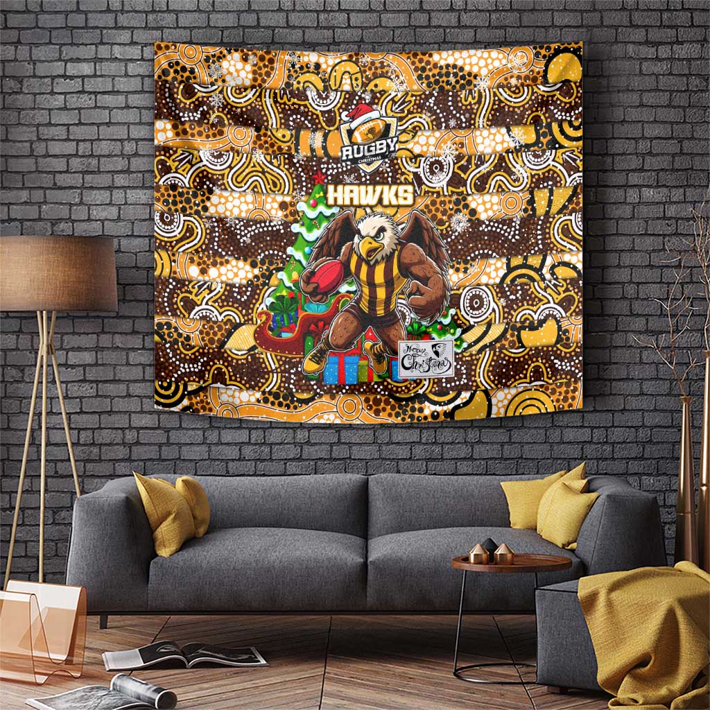 Hawks Football Merry Christmas Tapestry Indigenous Australian Art