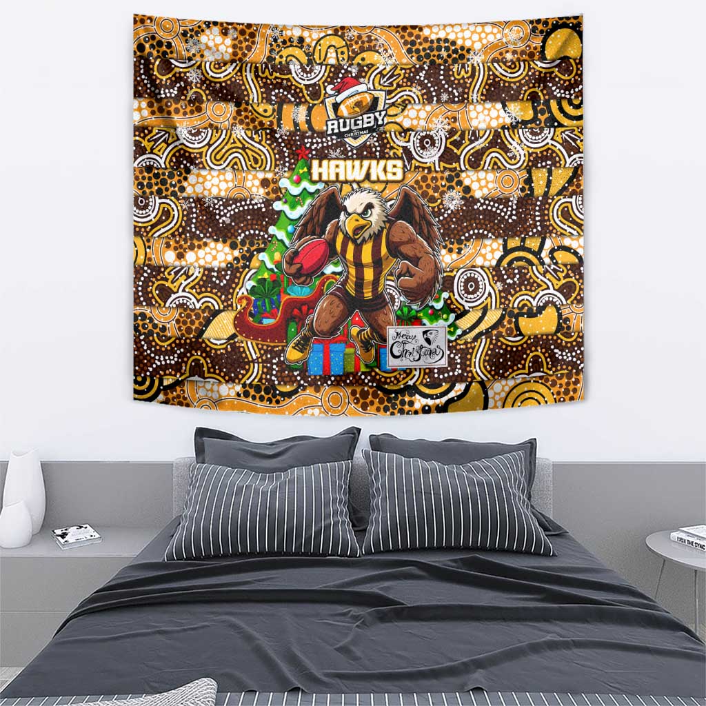 Hawks Football Merry Christmas Tapestry Indigenous Australian Art