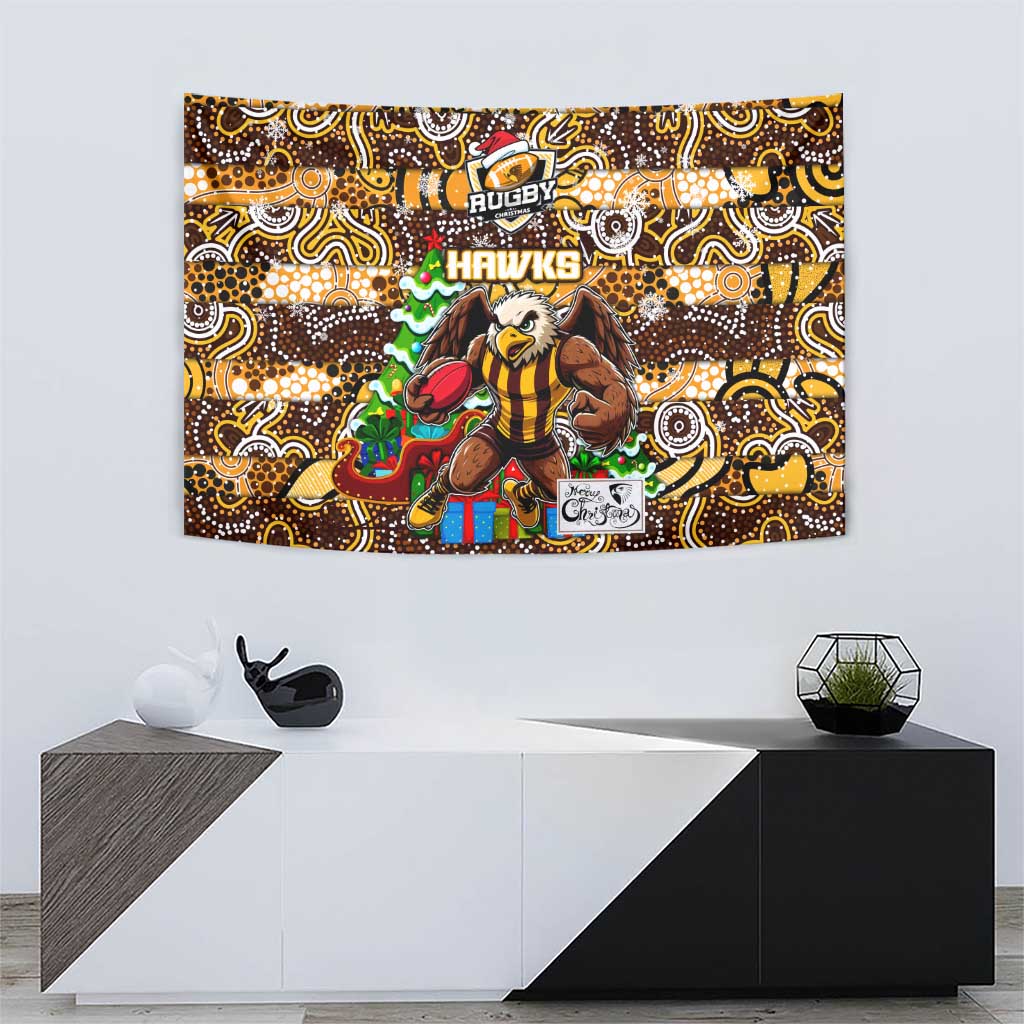 Hawks Football Merry Christmas Tapestry Indigenous Australian Art