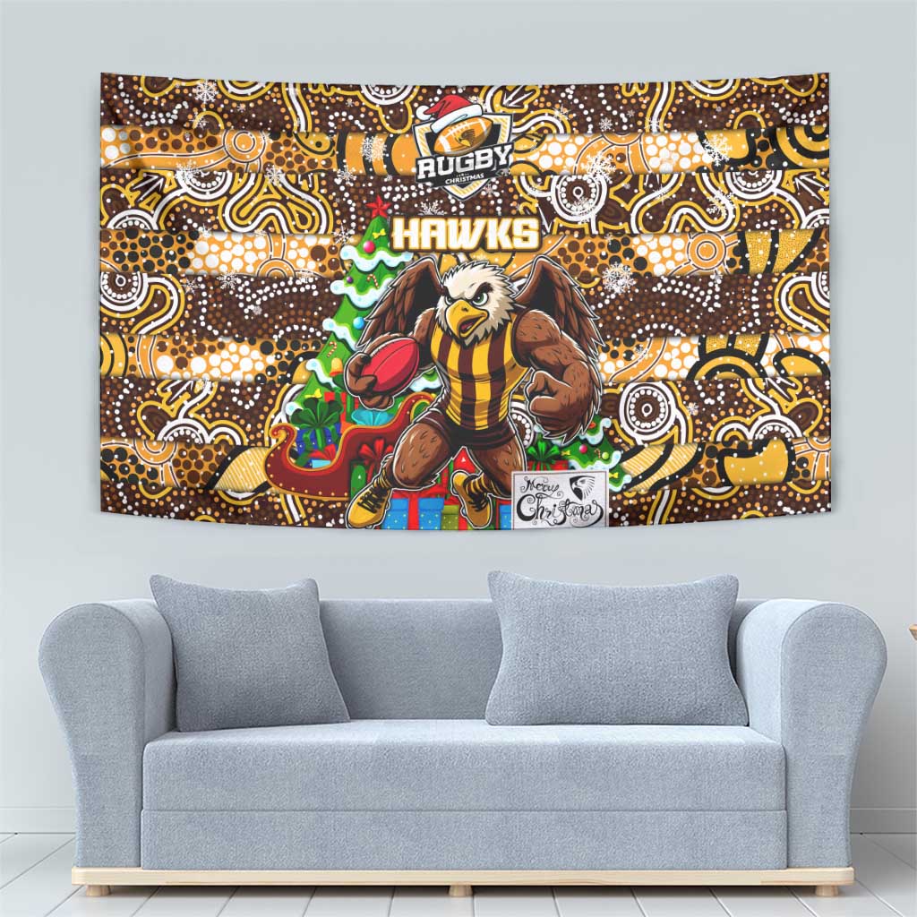 Hawks Football Merry Christmas Tapestry Indigenous Australian Art