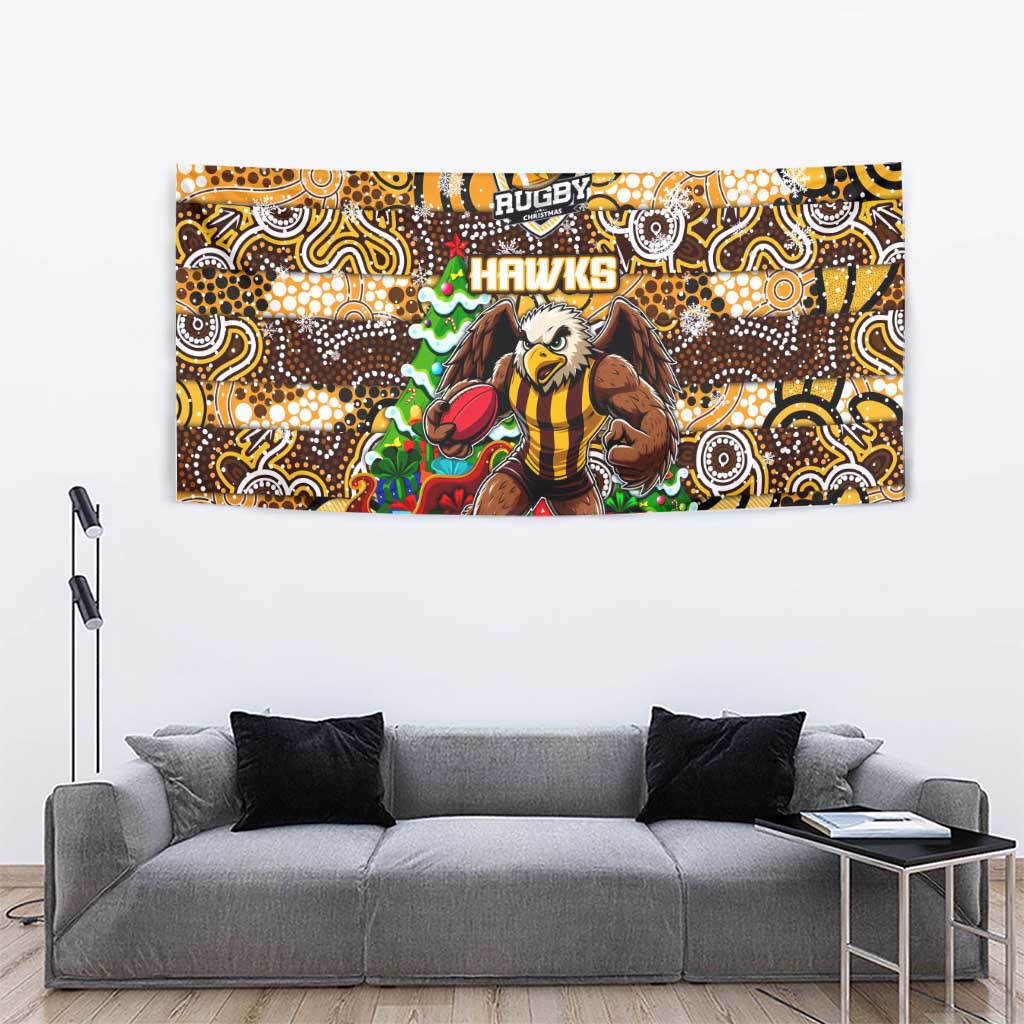 Hawks Football Merry Christmas Tapestry Indigenous Australian Art