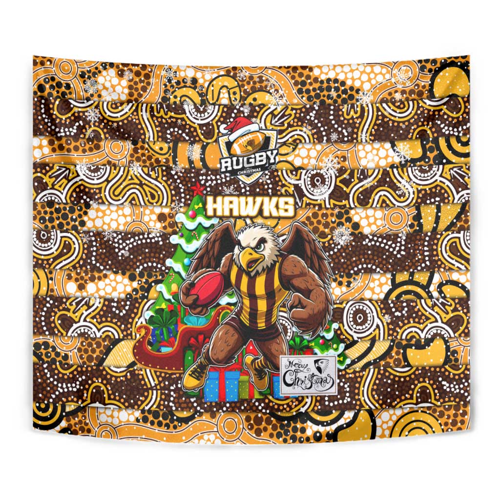 Hawks Football Merry Christmas Tapestry Indigenous Australian Art