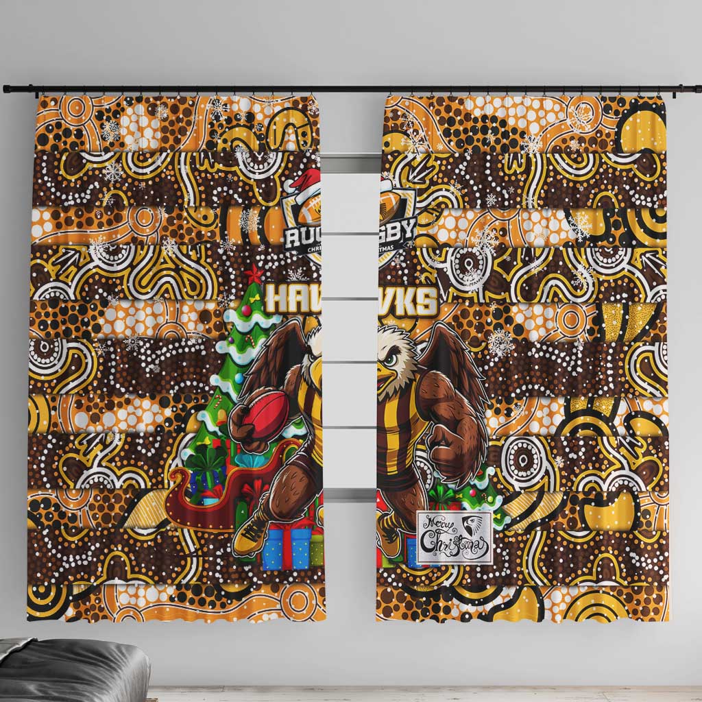 Hawks Football Merry Christmas Window Curtain Indigenous Australian Art