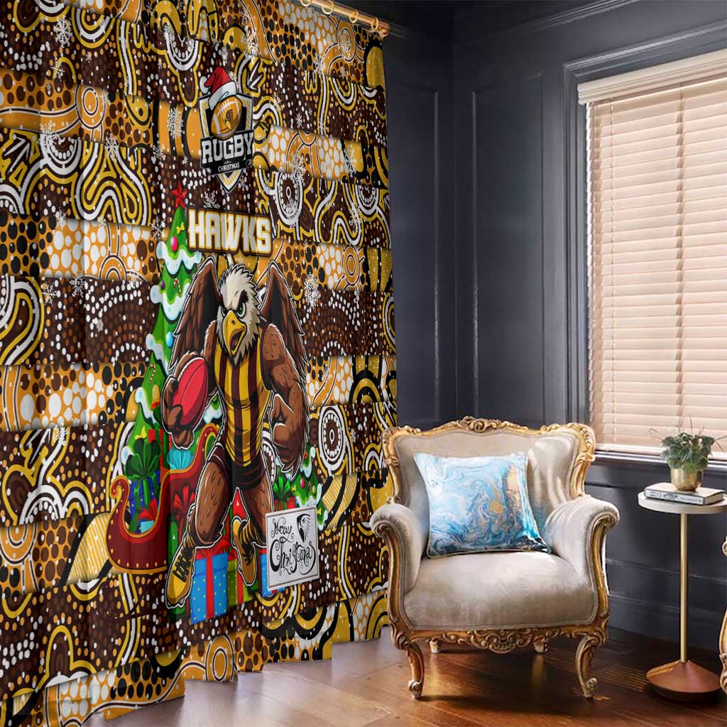 Hawks Football Merry Christmas Window Curtain Indigenous Australian Art