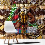 Hawks Football Merry Christmas Window Curtain Indigenous Australian Art