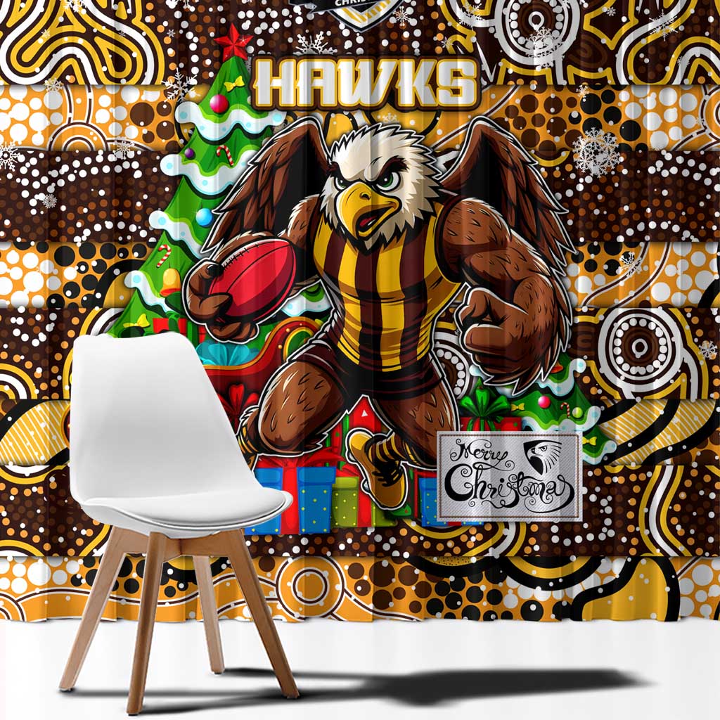 Hawks Football Merry Christmas Window Curtain Indigenous Australian Art