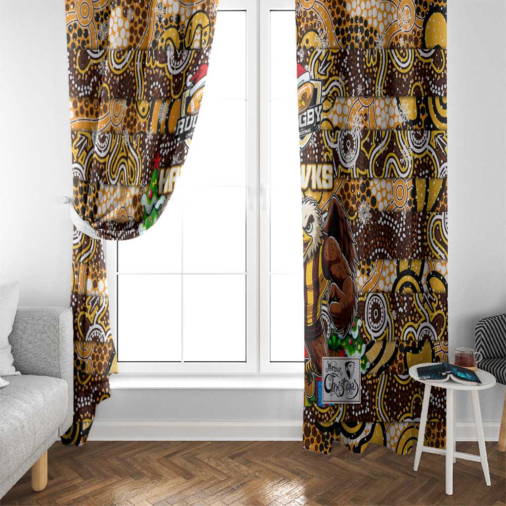 Hawks Football Merry Christmas Window Curtain Indigenous Australian Art
