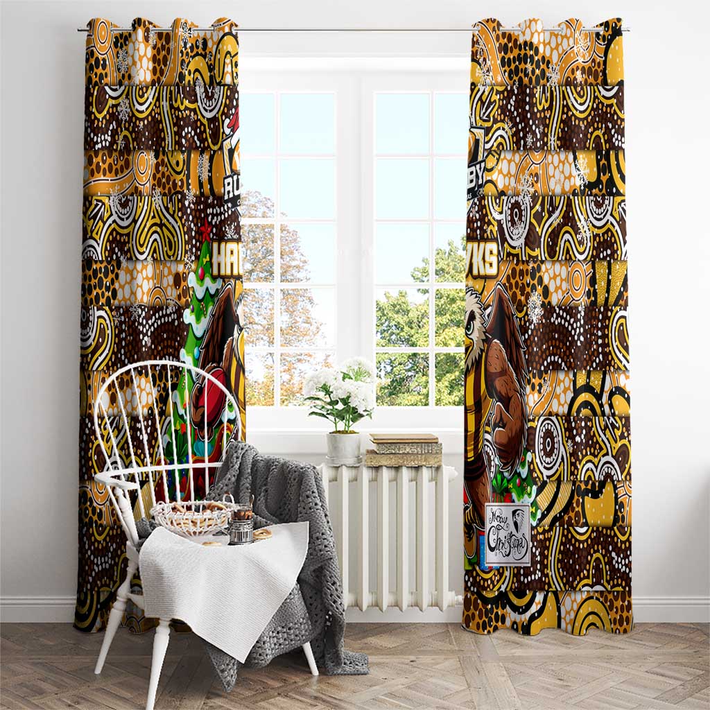 Hawks Football Merry Christmas Window Curtain Indigenous Australian Art