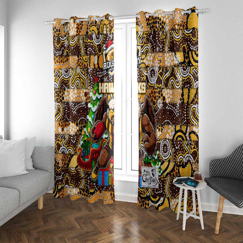 Hawks Football Merry Christmas Window Curtain Indigenous Australian Art