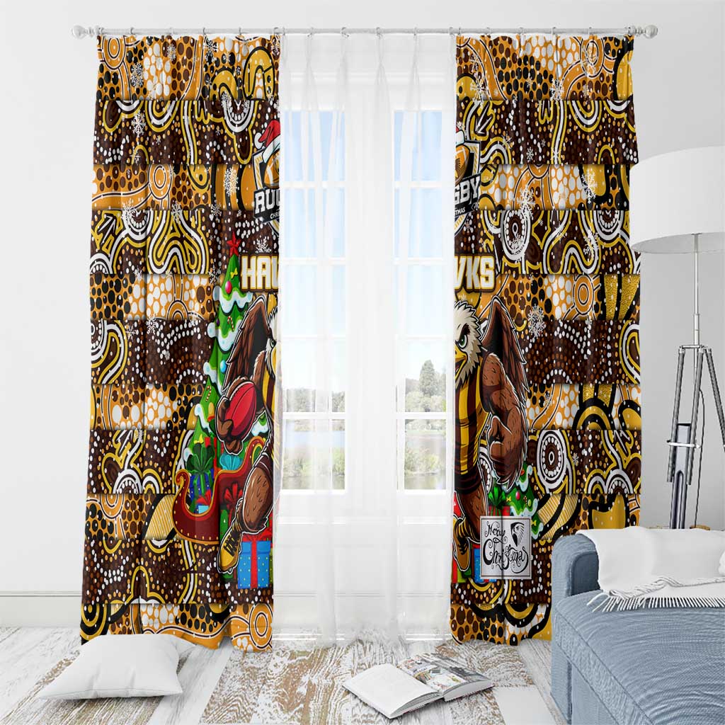 Hawks Football Merry Christmas Window Curtain Indigenous Australian Art