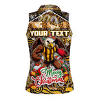 Custom Hawks Rugby Merry Christmas Women Sleeveless Polo Shirt Indigenous Australian Art