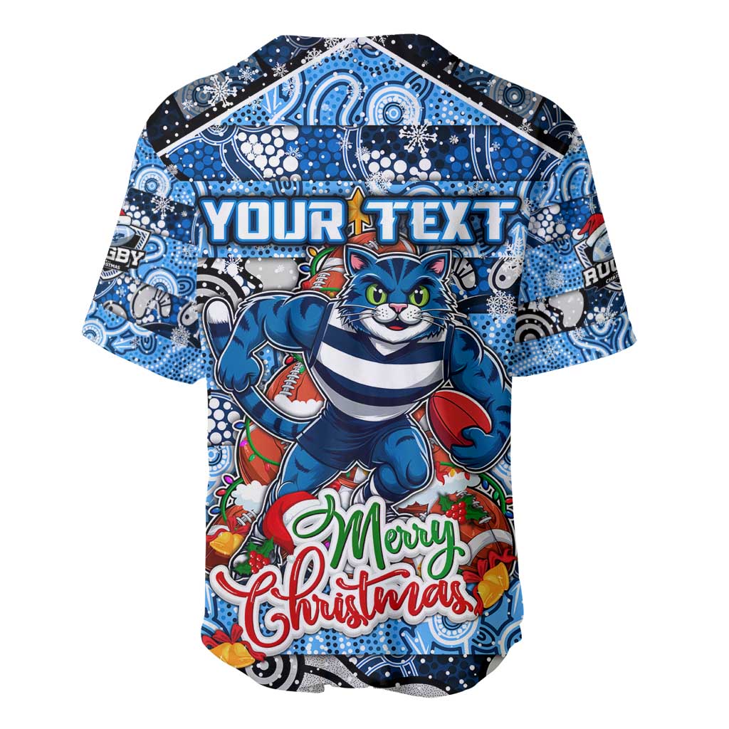 Custom Cats Rugby Merry Christmas Baseball Jersey Indigenous Australian Art