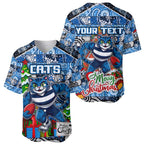 Custom Cats Rugby Merry Christmas Baseball Jersey Indigenous Australian Art