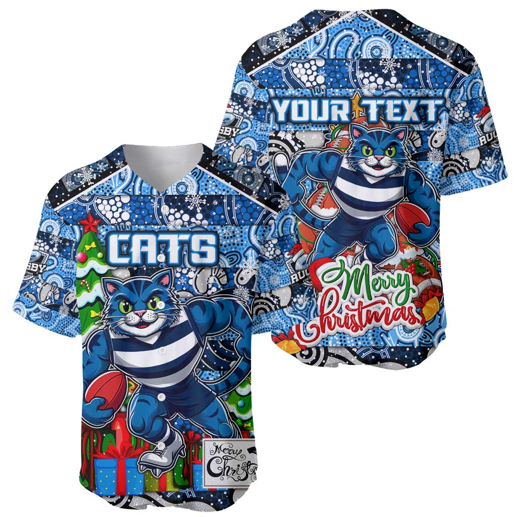 Custom Cats Rugby Merry Christmas Baseball Jersey Indigenous Australian Art