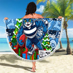 Cats Football Merry Christmas Beach Blanket Indigenous Australian Art