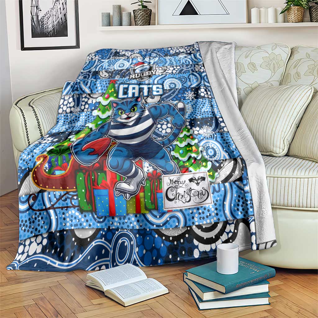 Cats Football Merry Christmas Blanket Indigenous Australian Art