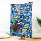 Cats Football Merry Christmas Blanket Indigenous Australian Art