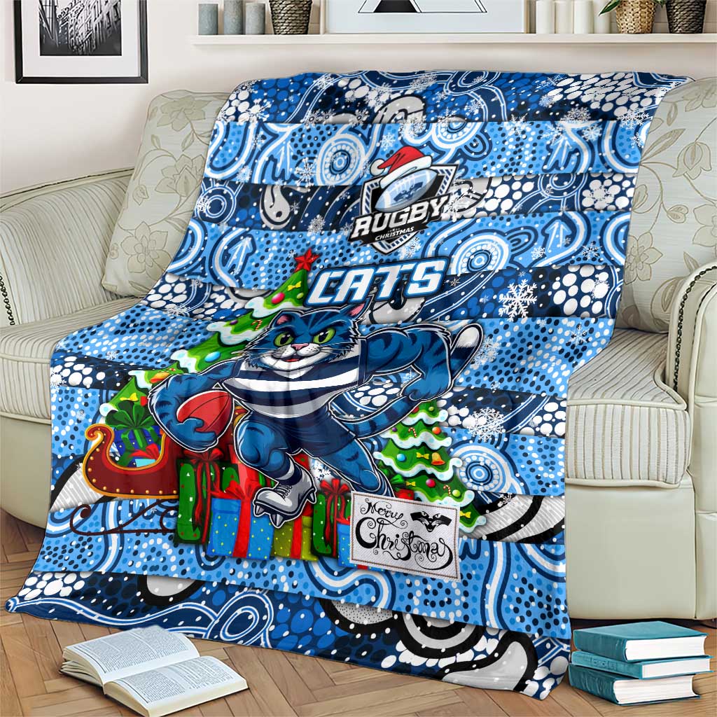 Cats Football Merry Christmas Blanket Indigenous Australian Art