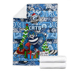 Cats Football Merry Christmas Blanket Indigenous Australian Art