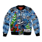 Custom Cats Rugby Merry Christmas Bomber Jacket Indigenous Australian Art