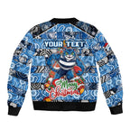 Custom Cats Rugby Merry Christmas Bomber Jacket Indigenous Australian Art