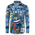 Custom Cats Rugby Merry Christmas Button Sweatshirt Indigenous Australian Art