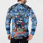 Custom Cats Rugby Merry Christmas Button Sweatshirt Indigenous Australian Art