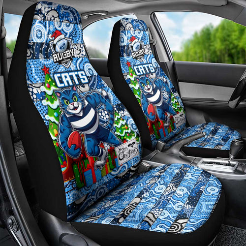 Cats Football Merry Christmas Car Seat Cover Indigenous Australian Art