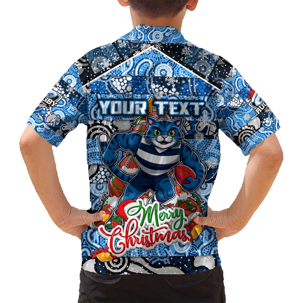 Custom Cats Rugby Merry Christmas Family Matching Summer Maxi Dress and Hawaiian Shirt Indigenous Australian Art