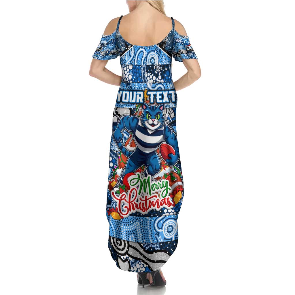 Custom Cats Rugby Merry Christmas Family Matching Summer Maxi Dress and Hawaiian Shirt Indigenous Australian Art